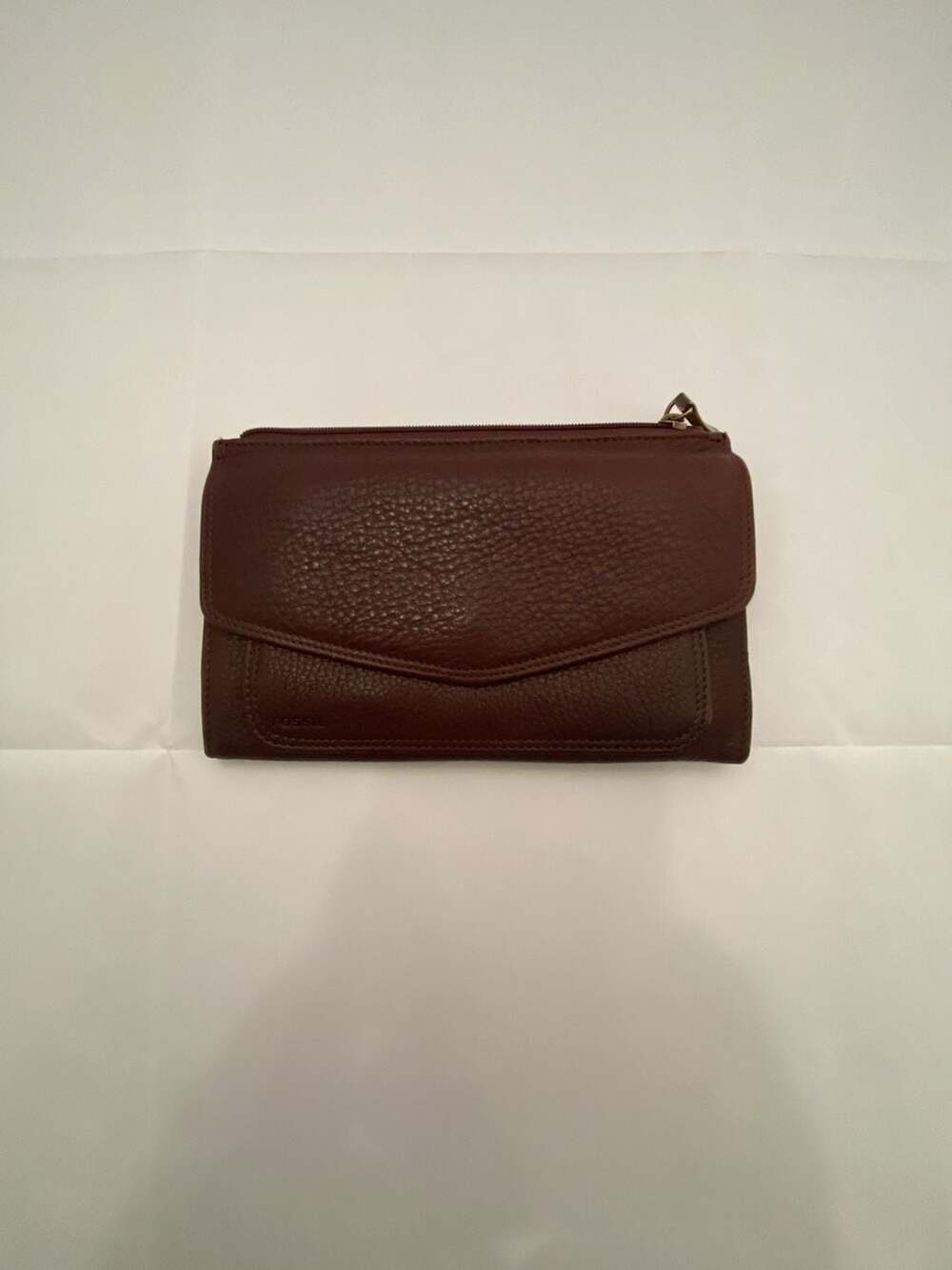 Fossil Genuine Leather Trifold Checkbook Clutch Wallet